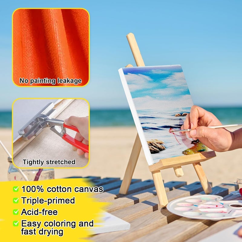 Inburit 12 Pack Canvas for Painting with 11x14, 9 x12, 8x10, 5x7 (3 of Each) Blank Primed Stretched Canvases for Oil, Acrylic & Others, Multi Size Set for Artist, Student and Beginners - Image 3